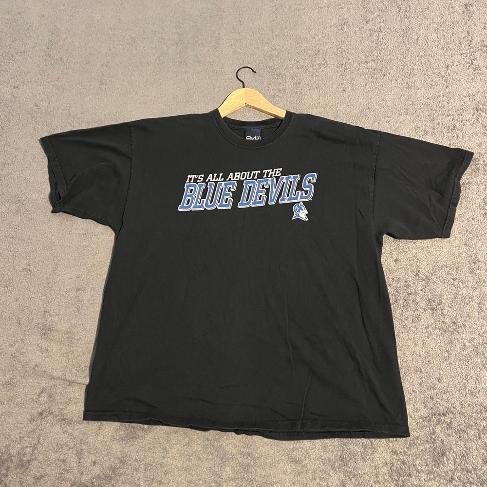Vintage Duke Blue Devils Mens 2XL Black Graphic Shirt NCAA College Basketball